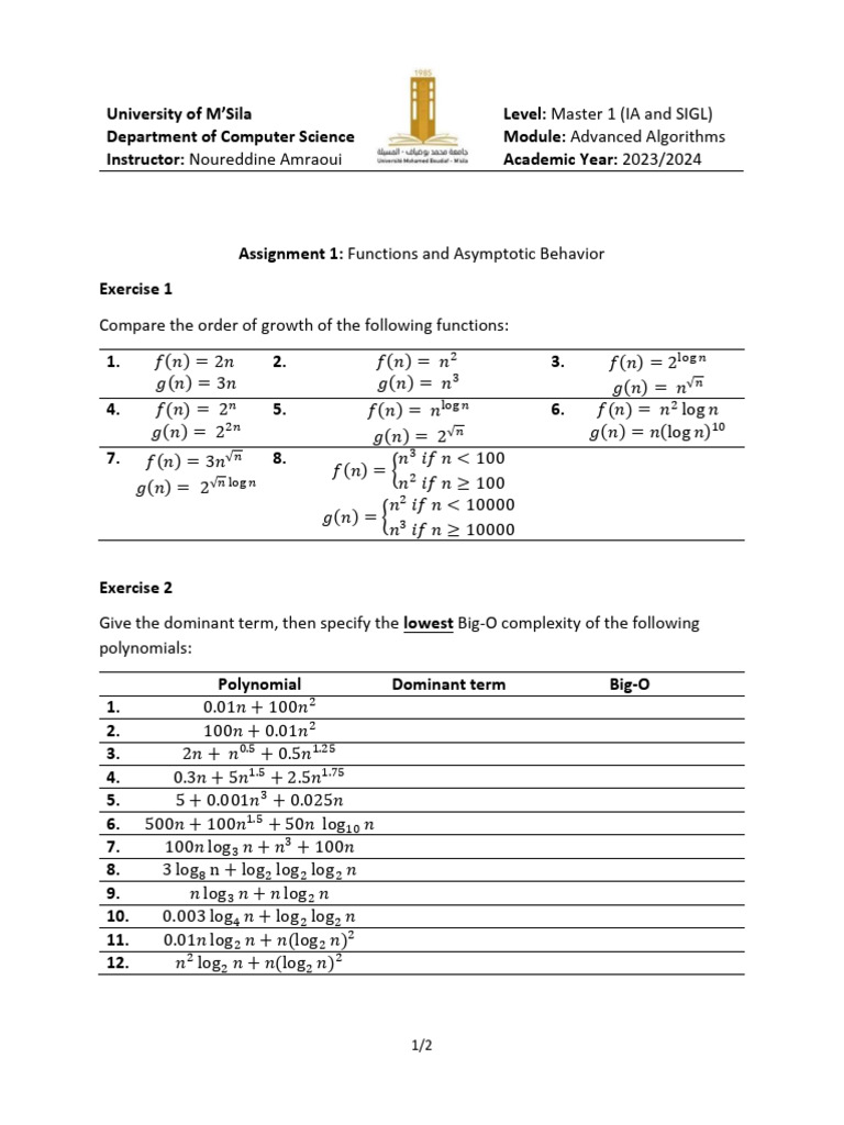Advanced Algorithms Assignment on Big-O | PDF | Chess Openings | Chess ...
