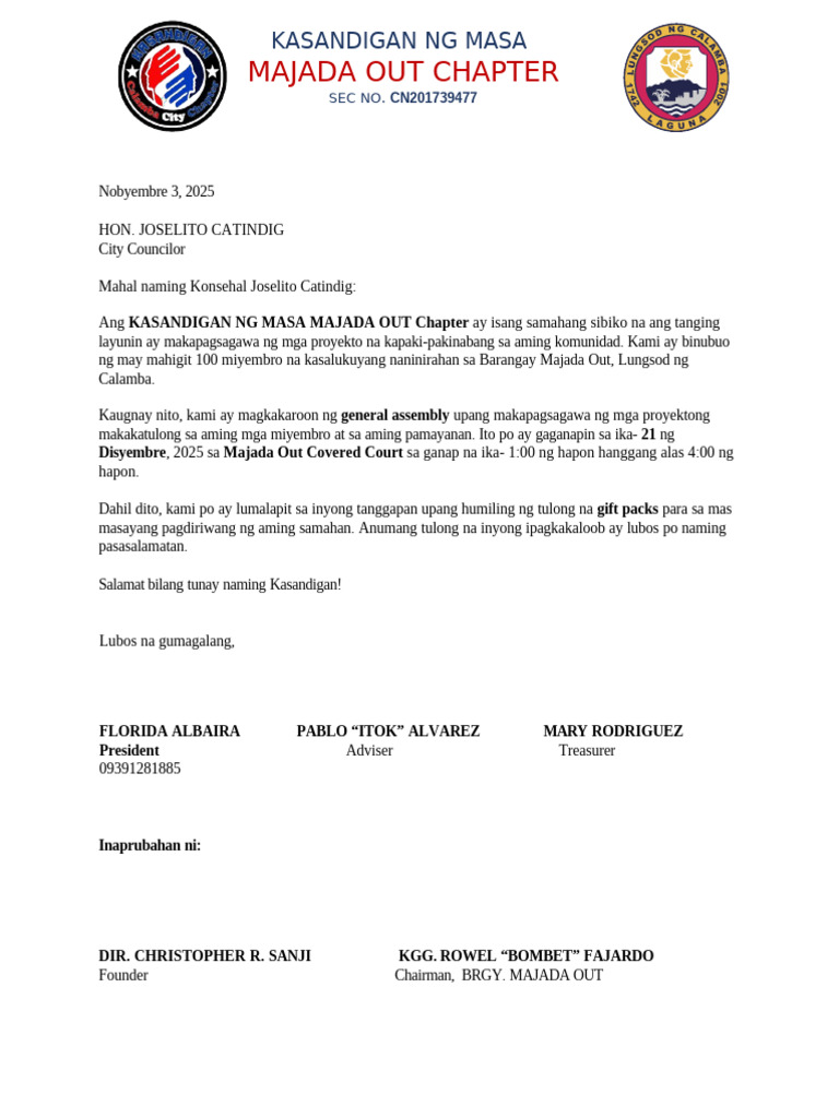 Solicit Format 2025 Catindig | PDF