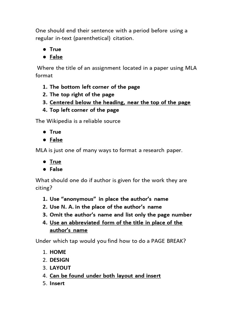 MLA Citation Guidelines and Best Practices | PDF | Citation | Quotation ...