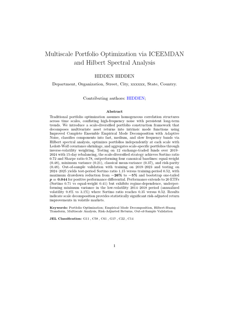 Multiscale Portfolio Optimization via ICEEMDAN and Hilbert Spectral ...