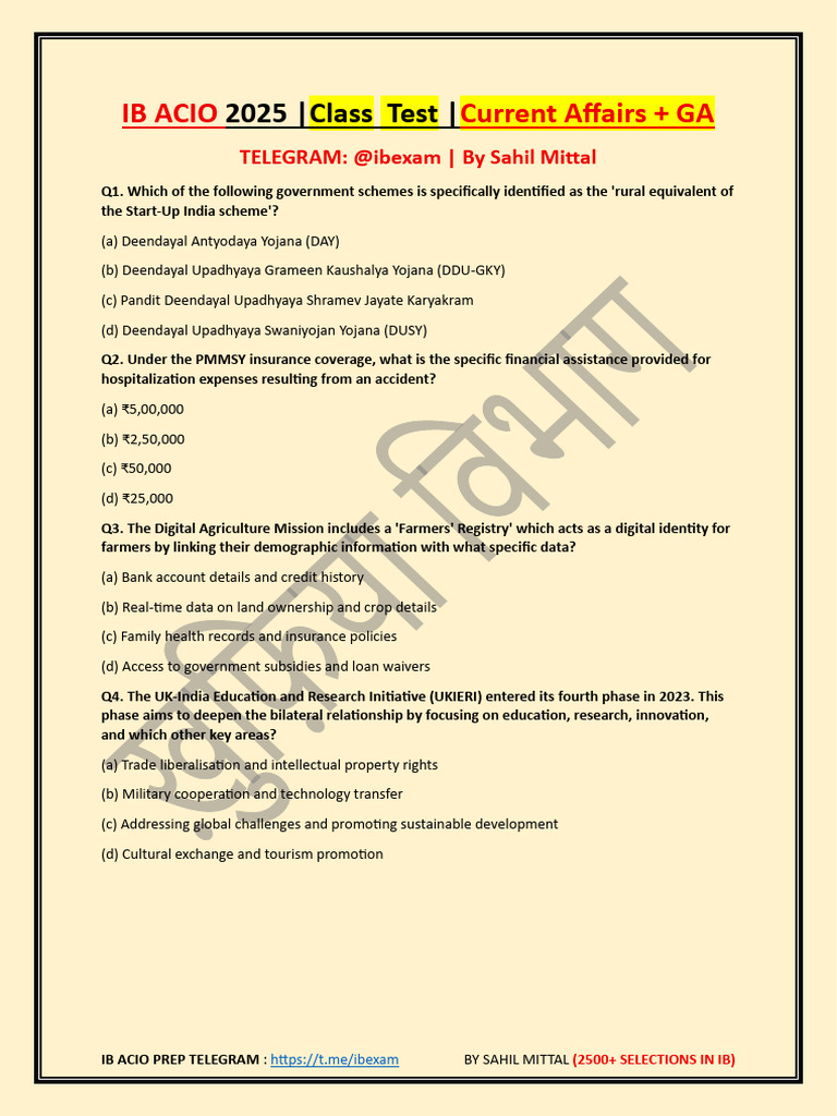 Ib Acio 2025 Class Test | PDF | Economies