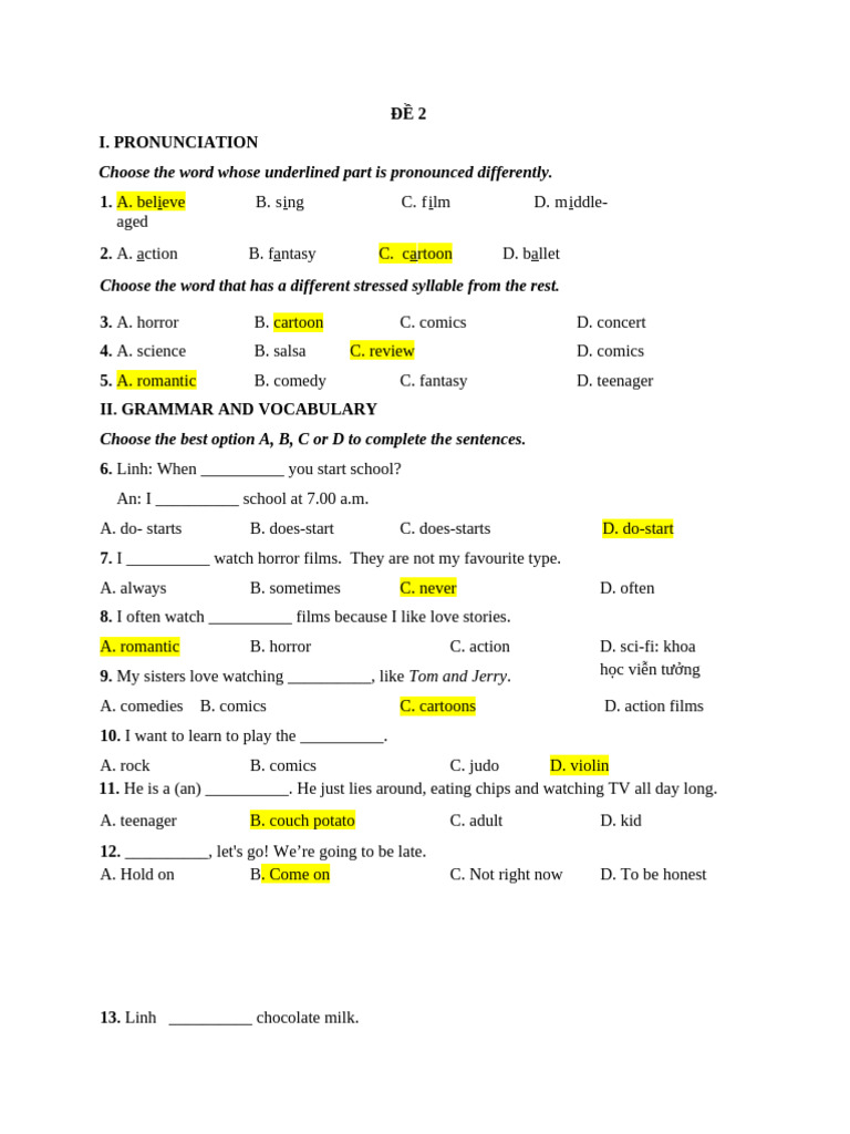 English Language Practice Test 2 | PDF