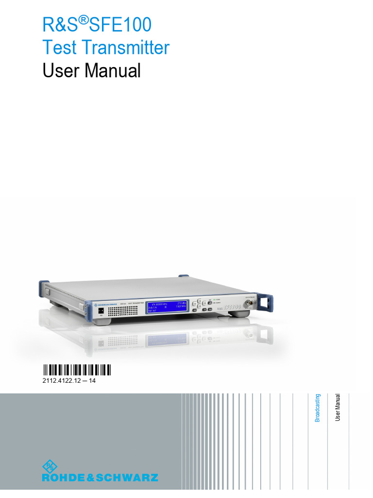 R&S SFE100 Test Transmitter Manual | PDF | Waste | Rechargeable Battery