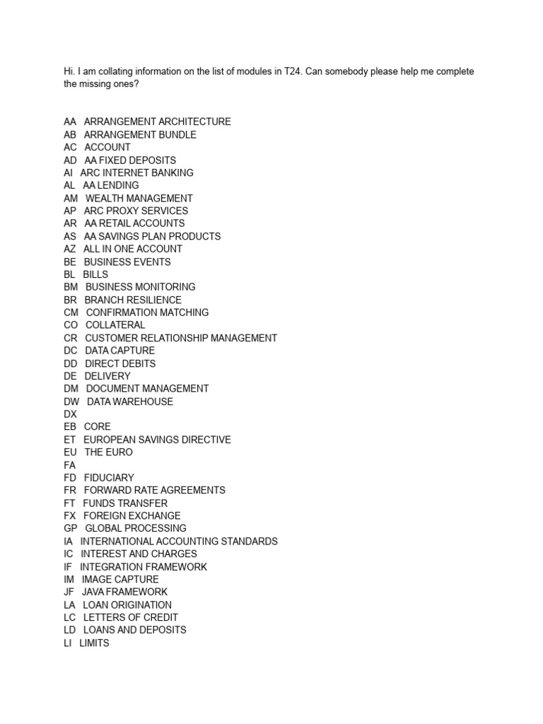 t24 Products | PDF