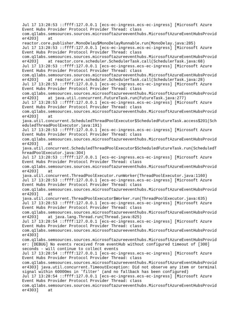 Azure Event Hubs Timeout Debug Log | PDF | Computer Engineering ...