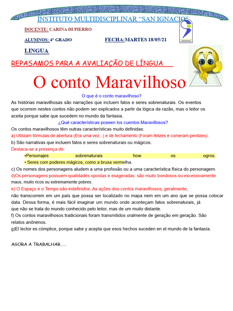 Características do Conto Maravilhoso | PDF