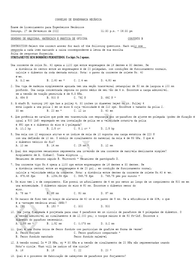 Mdsp - Fevereiro de 2022 | PDF | Cinto (mecânico) | Estresse (Mecânica)