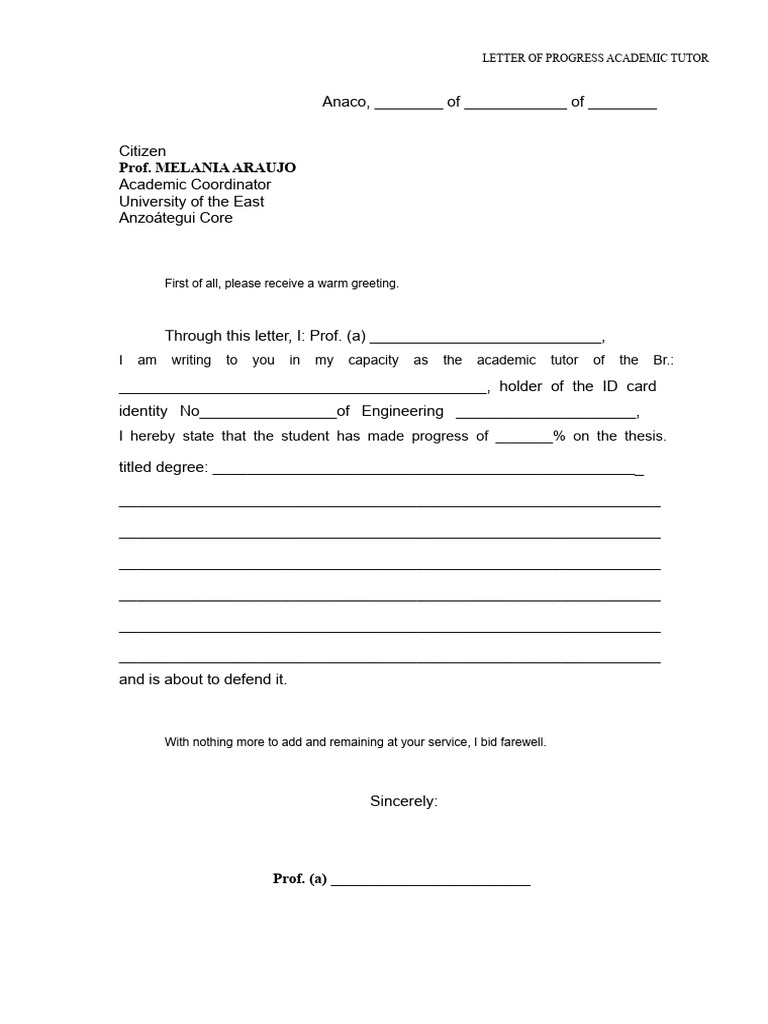 Academic Progress Letter for Thesis | PDF