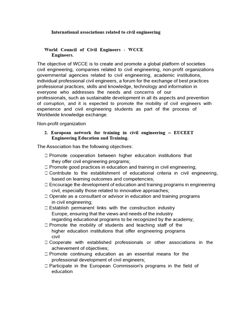 International Associations Related To Civil Engineering | PDF | Civil ...