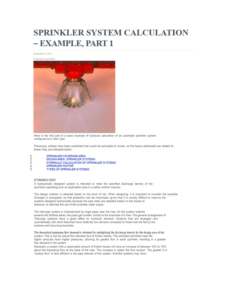 Sprinkler System Hydraulic Calculation Guide | PDF | Fire Sprinkler ...