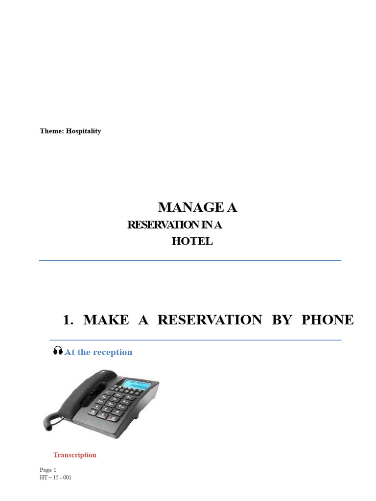 Hotel Reservation Management Guide | PDF | Madam