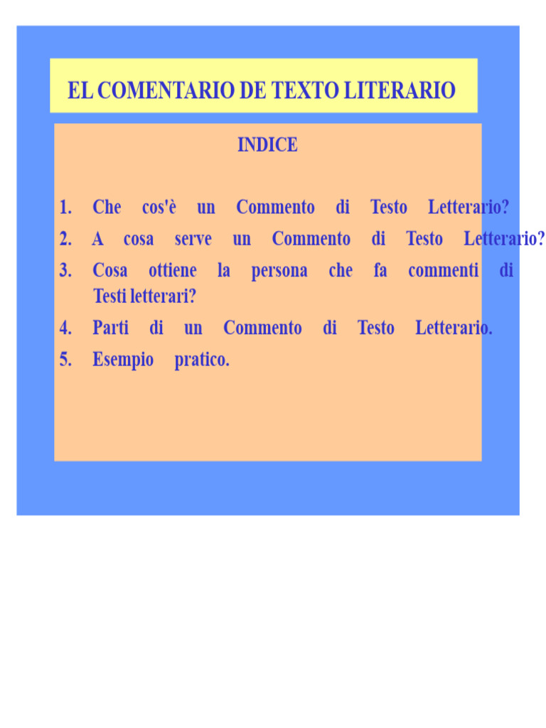 Il Commento Al Testo Letterario | PDF