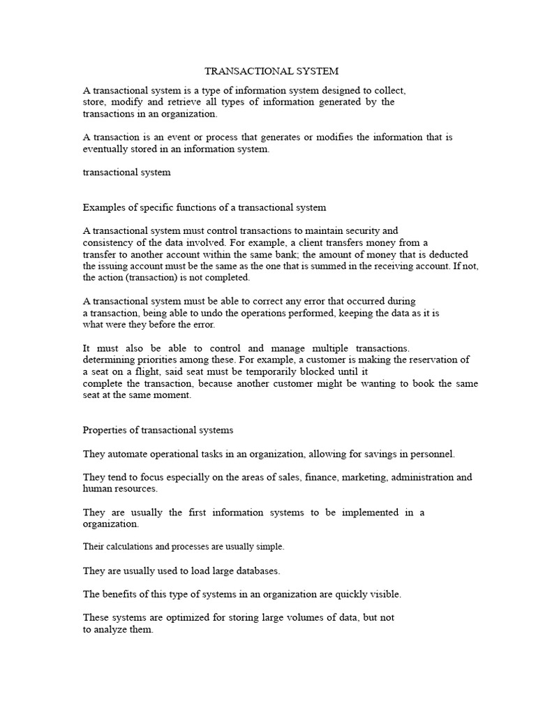 Understanding Transactional Systems | PDF | System | Geographic ...