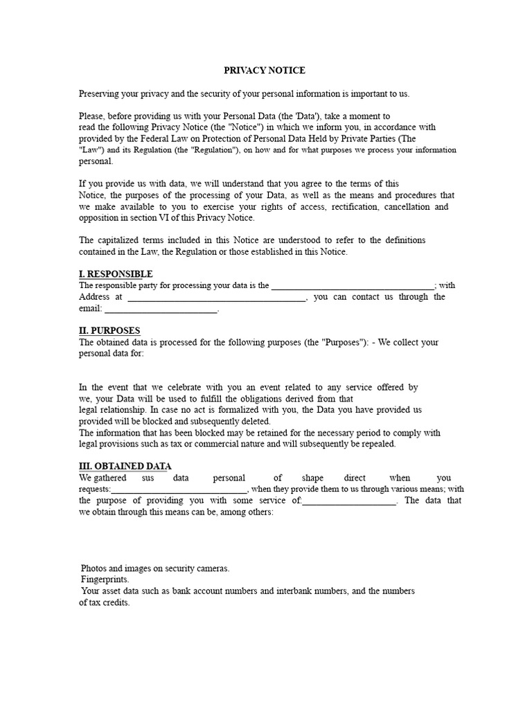 Privacy Notice for Personal Data Handling | PDF | Privacy | Identity ...
