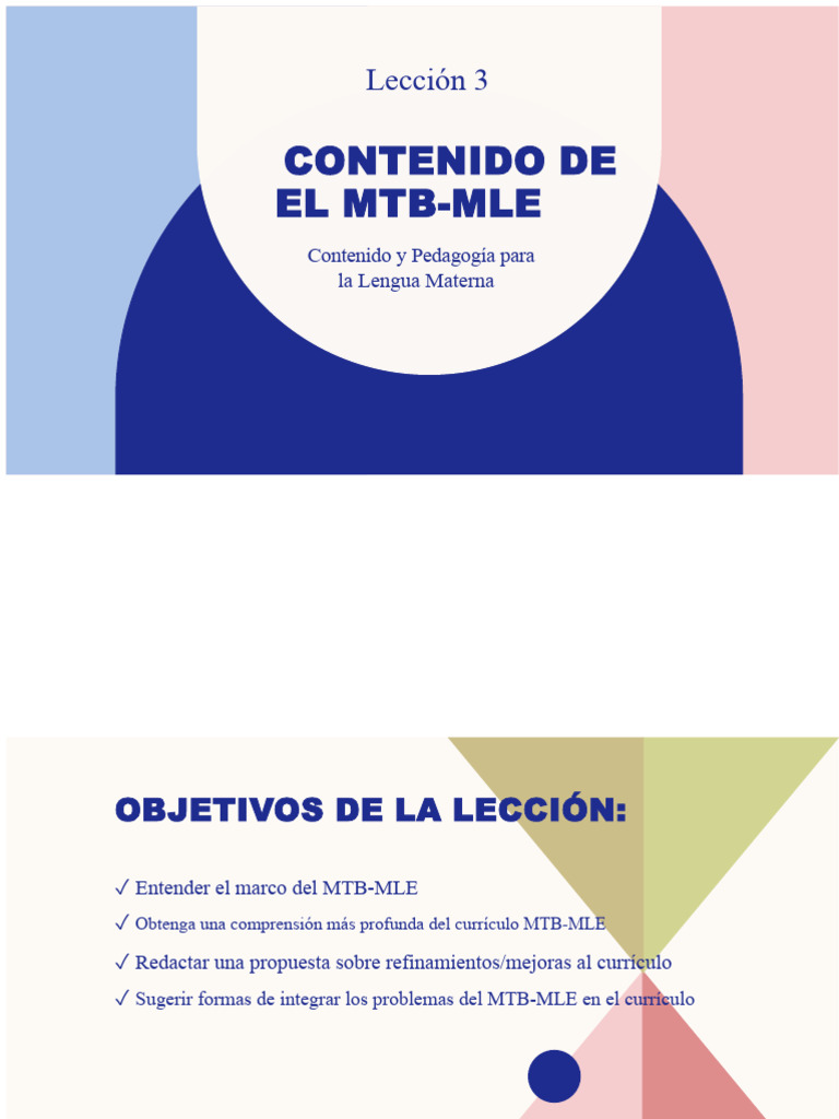 Unidad I Lección 3 Contenido Del MTB Mle | PDF