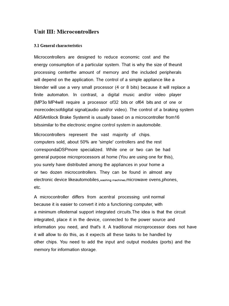 Unit III Microcontrollers Programmable Systems | PDF | Microcontroller ...