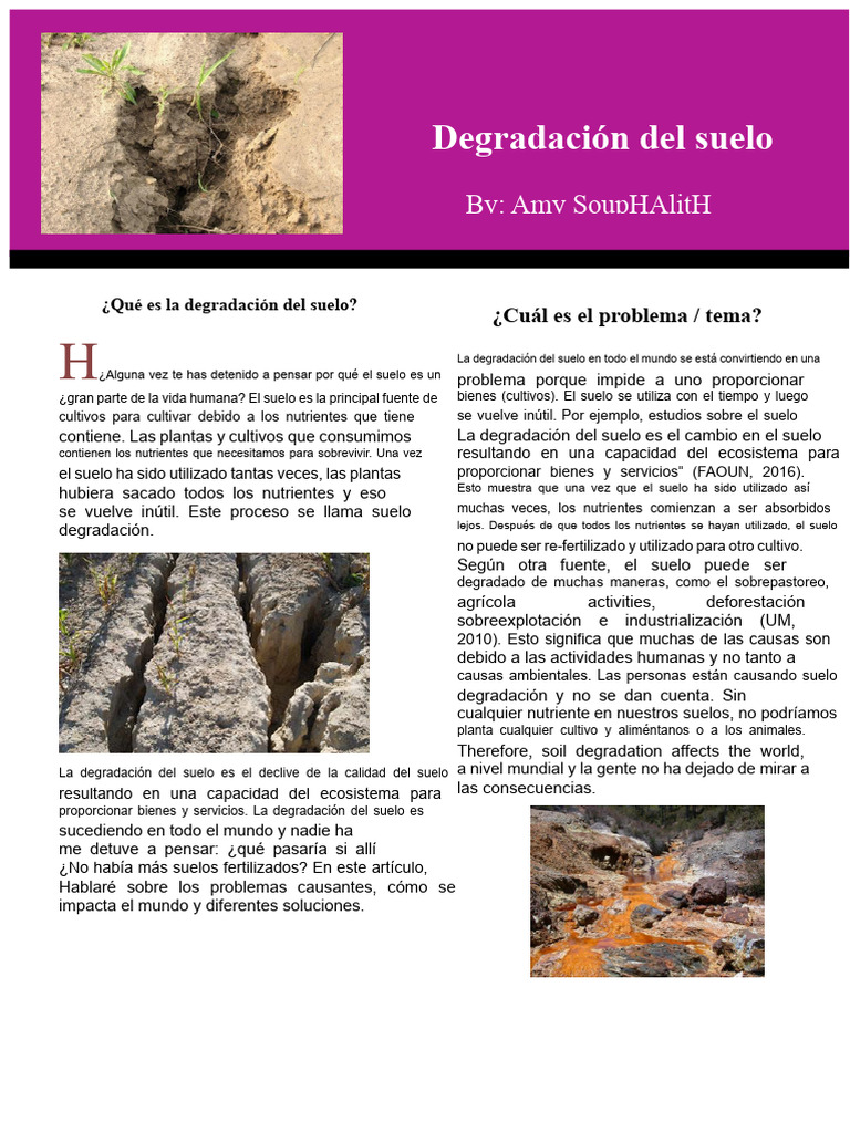 Impacto y soluciones a la degradación del suelo | PDF | Degradación ...