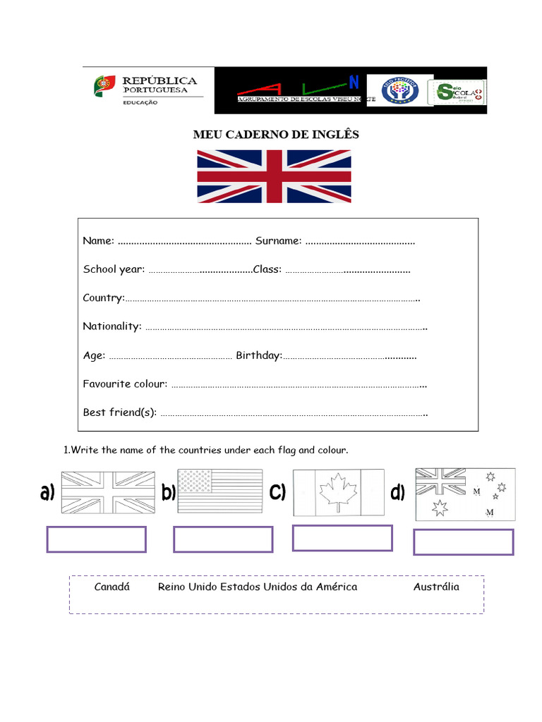 Caderno de Inglês: Atividades e Informações | PDF
