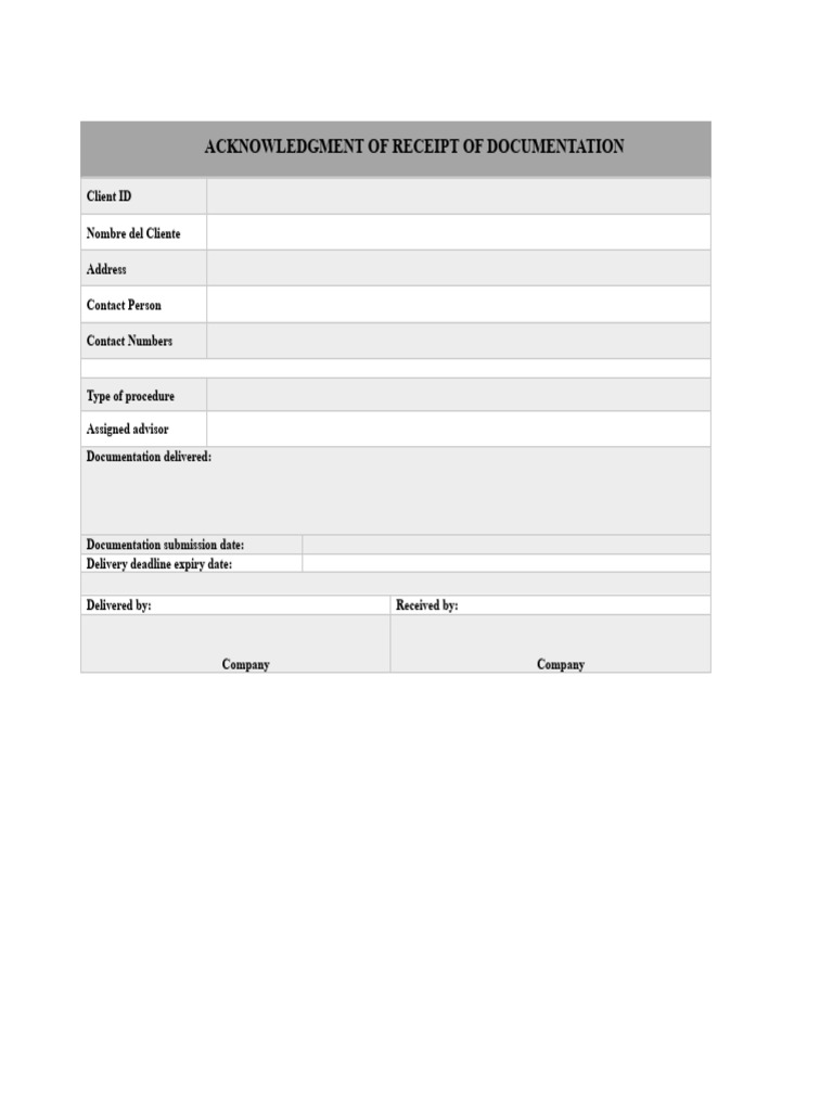 Acknowledgment of Receipt Template | PDF