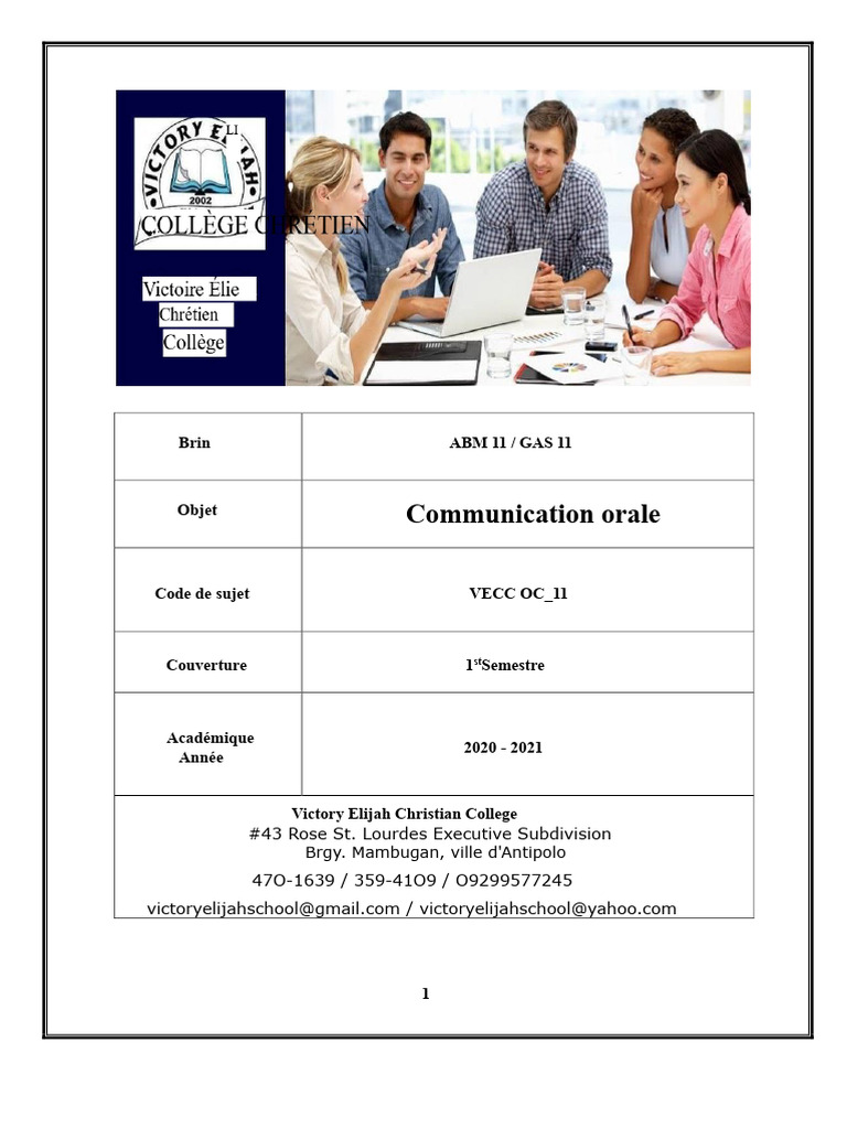 Module de Communication Orale 11e Année | PDF | Communication non ...