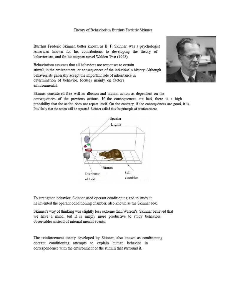 Theory of Behaviorism Burrhus Frederic Skinner | PDF