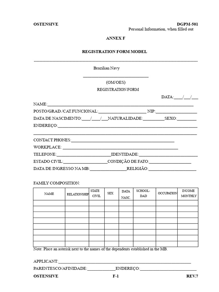 25-Appendix F - Registration Form Model | PDF