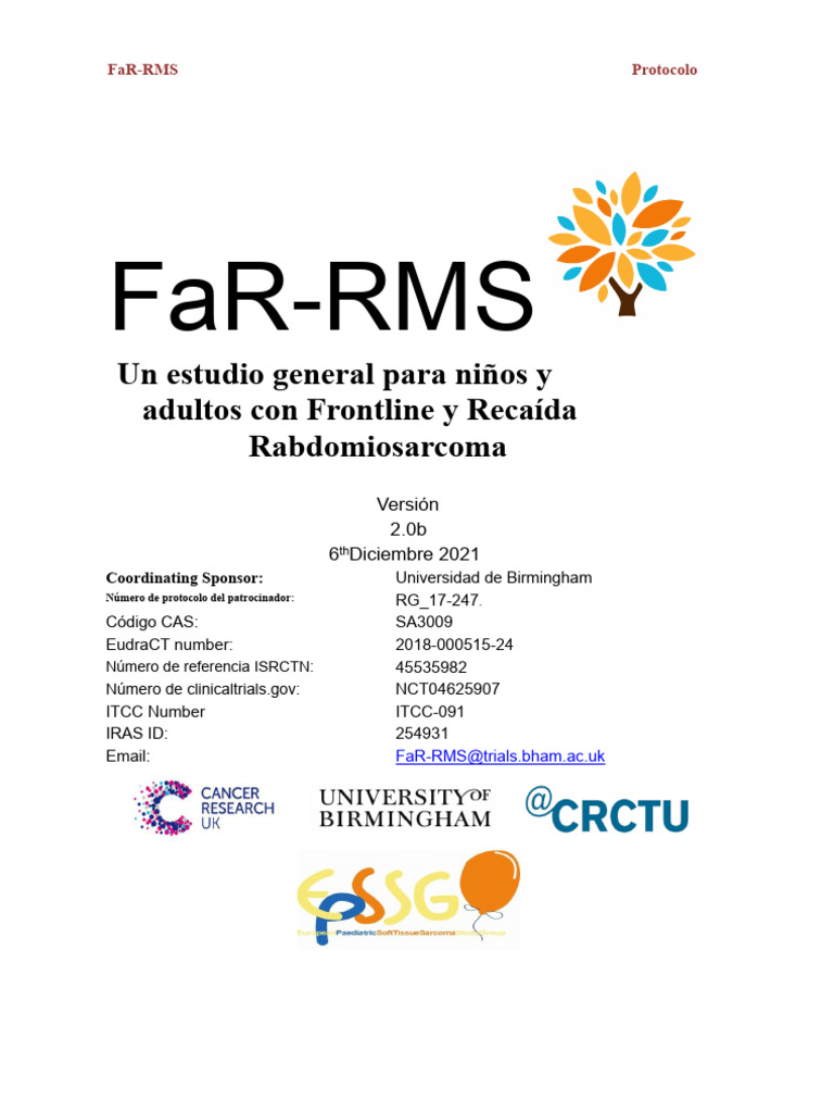 Protocolo FaR-RMS para Rabdomiosarcoma | PDF | Metástasis | Terapia de ...