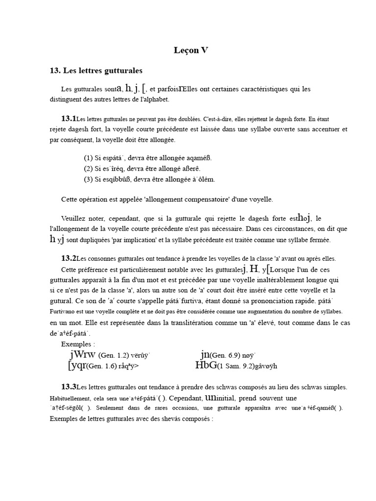 Lettres gutturales et article défini en hébreu | PDF | Syllabe | Voyelle