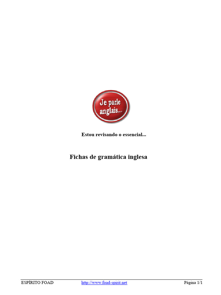 Fichas de Gramática Inglesa Essenciais | PDF | Pronome | Linguística