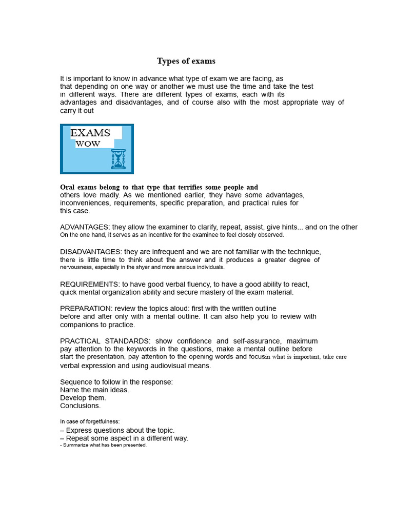 Types of exams | PDF | Cognitive Science | Cognition