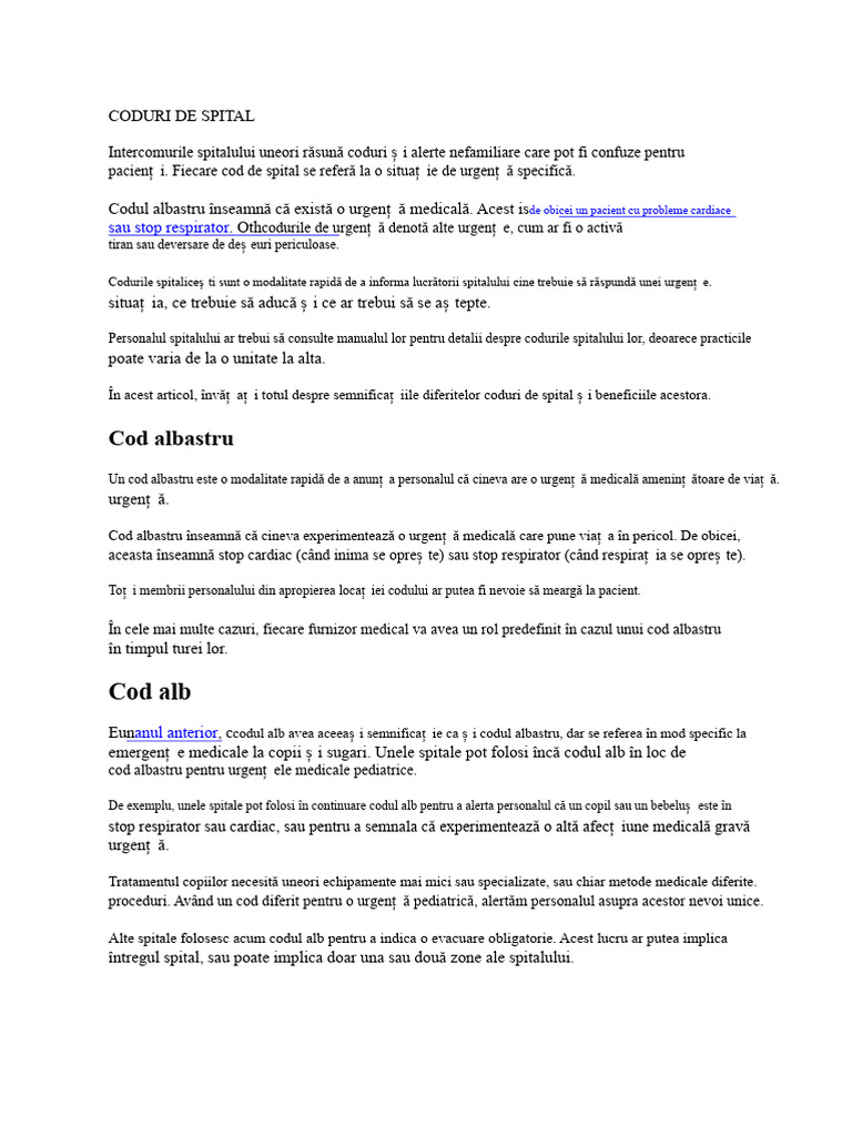 Coduri de Spital | PDF