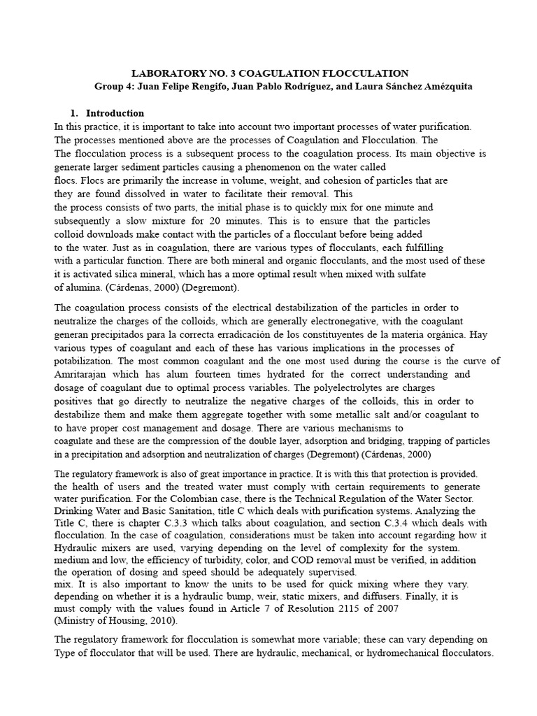 Coagulation and Flocculation in Water Treatment | PDF | Water ...