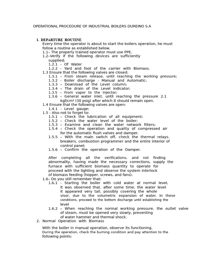 Industrial Boiler Operation Procedures | PDF | Boiler | Valve