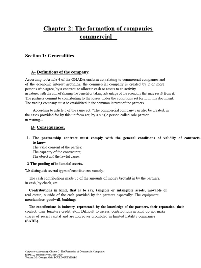 Formation of Commercial Companies Guide | PDF | Debits And Credits ...