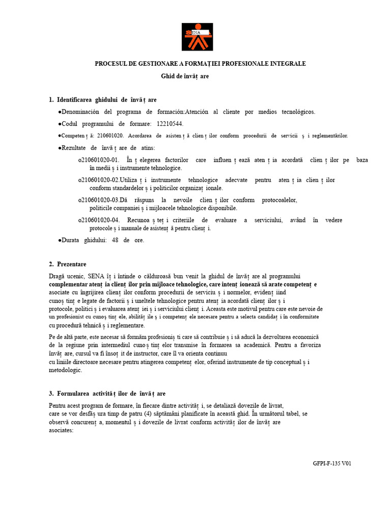 Ghid - Aprendere - 1 Atenția La Client | PDF