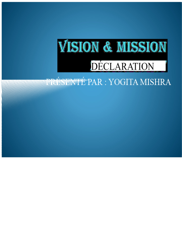 Vision, Mission et Objectifs d'Entreprise | PDF | Planification