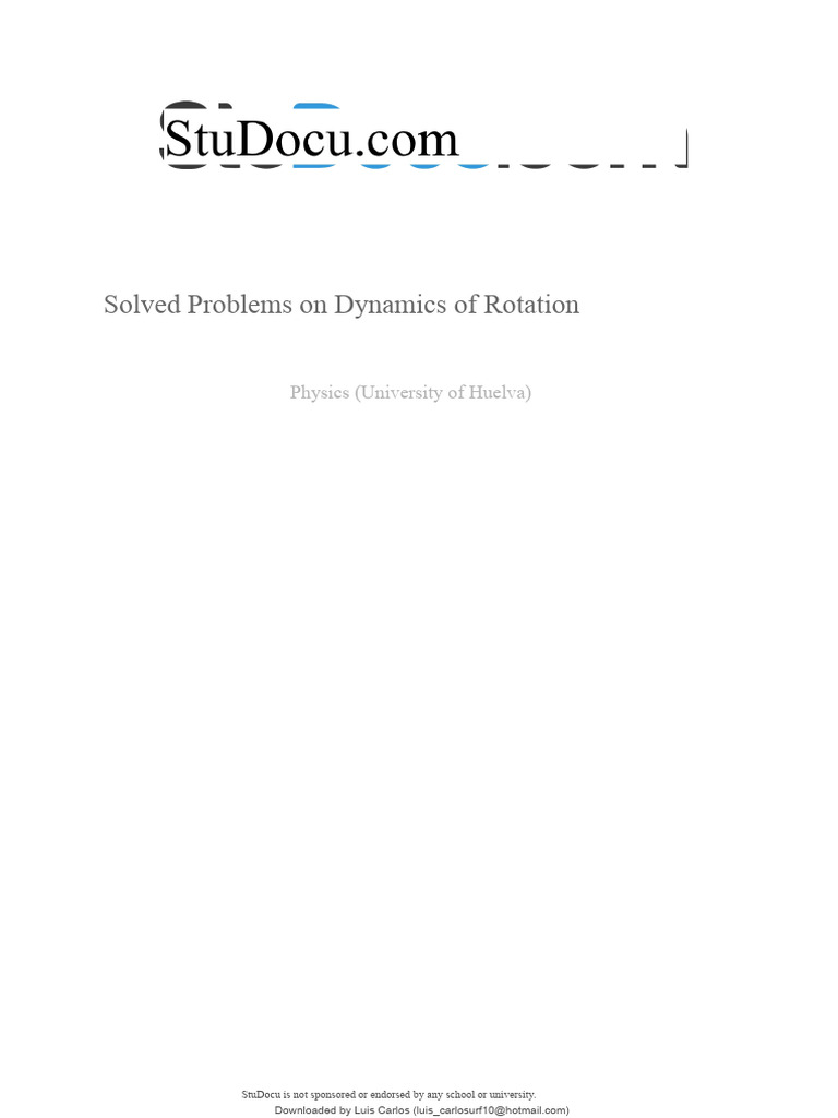 Solved Rotational Dynamics Problems | PDF | Rotation Around A Fixed ...