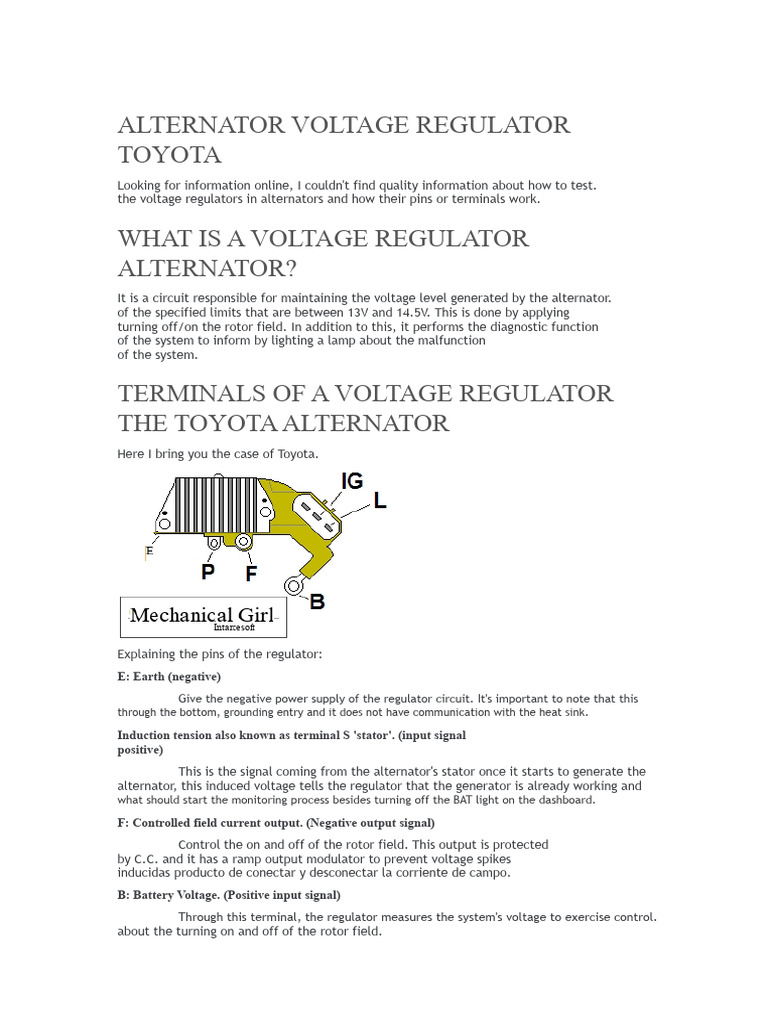 Testing Toyota Alternator Voltage Regulators | PDF | Voltage | Computer ...