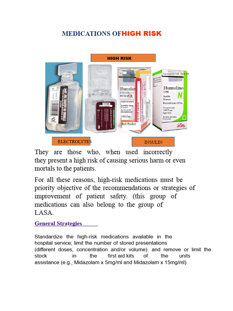 High-Risk Medications Safety Strategies | PDF | Risk | Medical Prescription