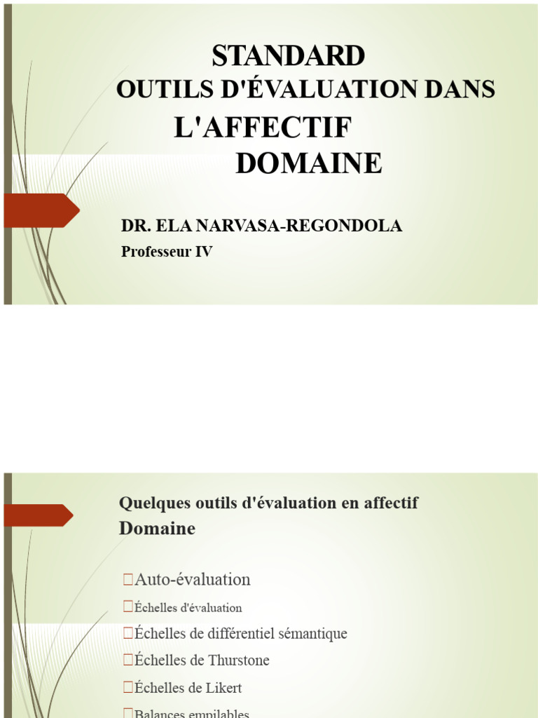 Outils d'évaluation affective | PDF | Échelle de Likert