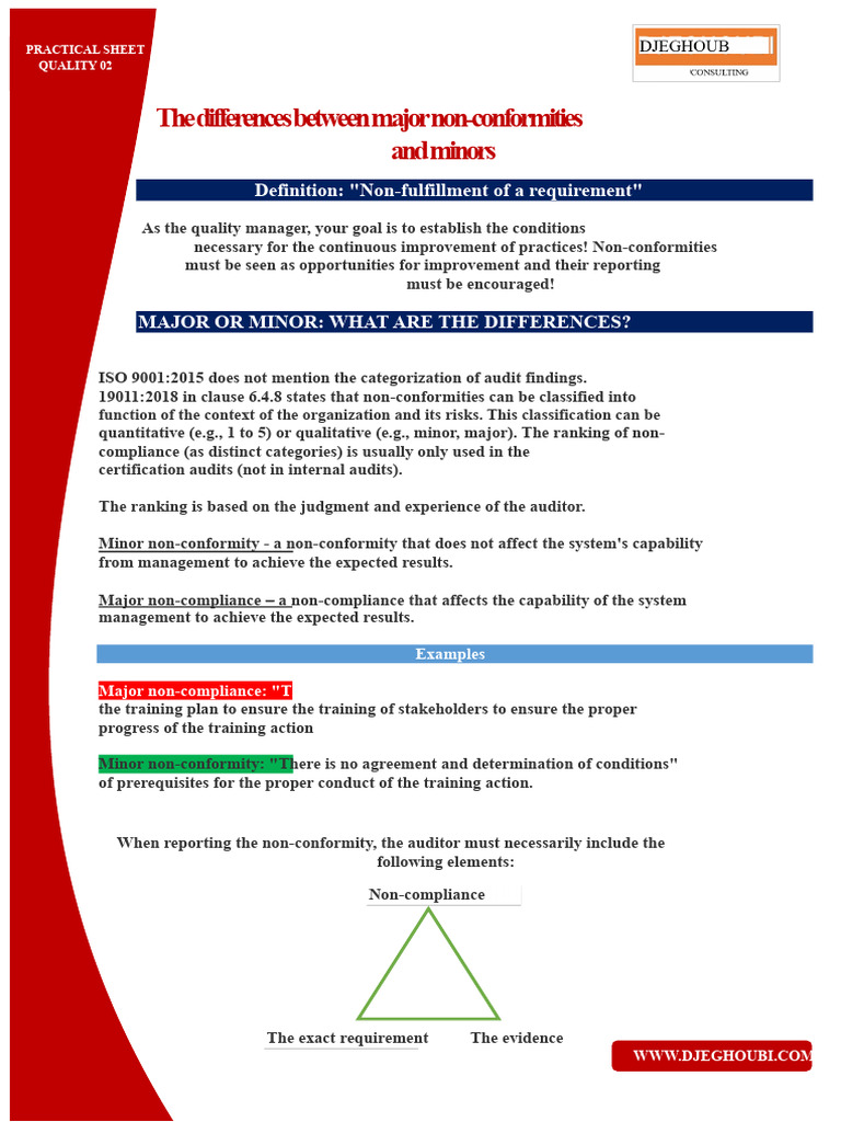 Major vs Minor Non-Conformities Explained | PDF