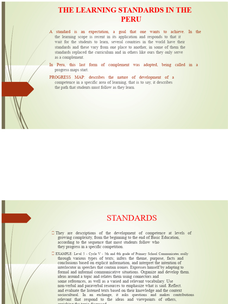 Learning Standards in Peru's Education | PDF | Curriculum | Learning