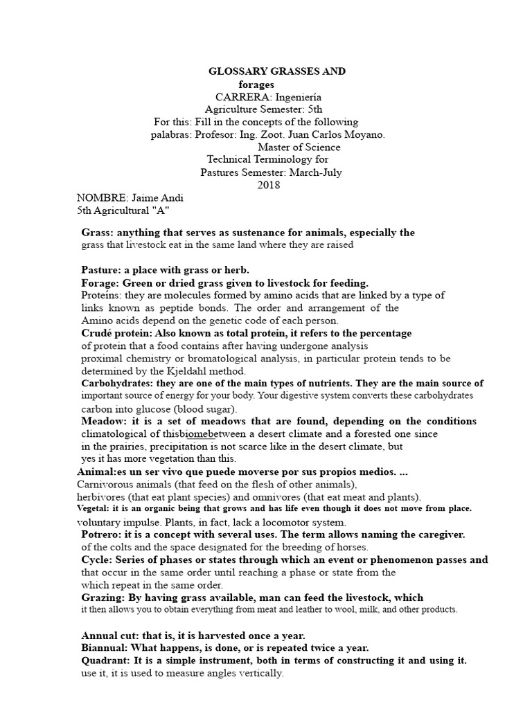 Grasses and Forages Terminology Guide | PDF | Foods | Legume