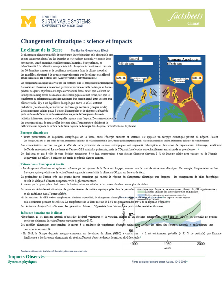 Changement climatique : causes et impacts | PDF | Changement climatique ...