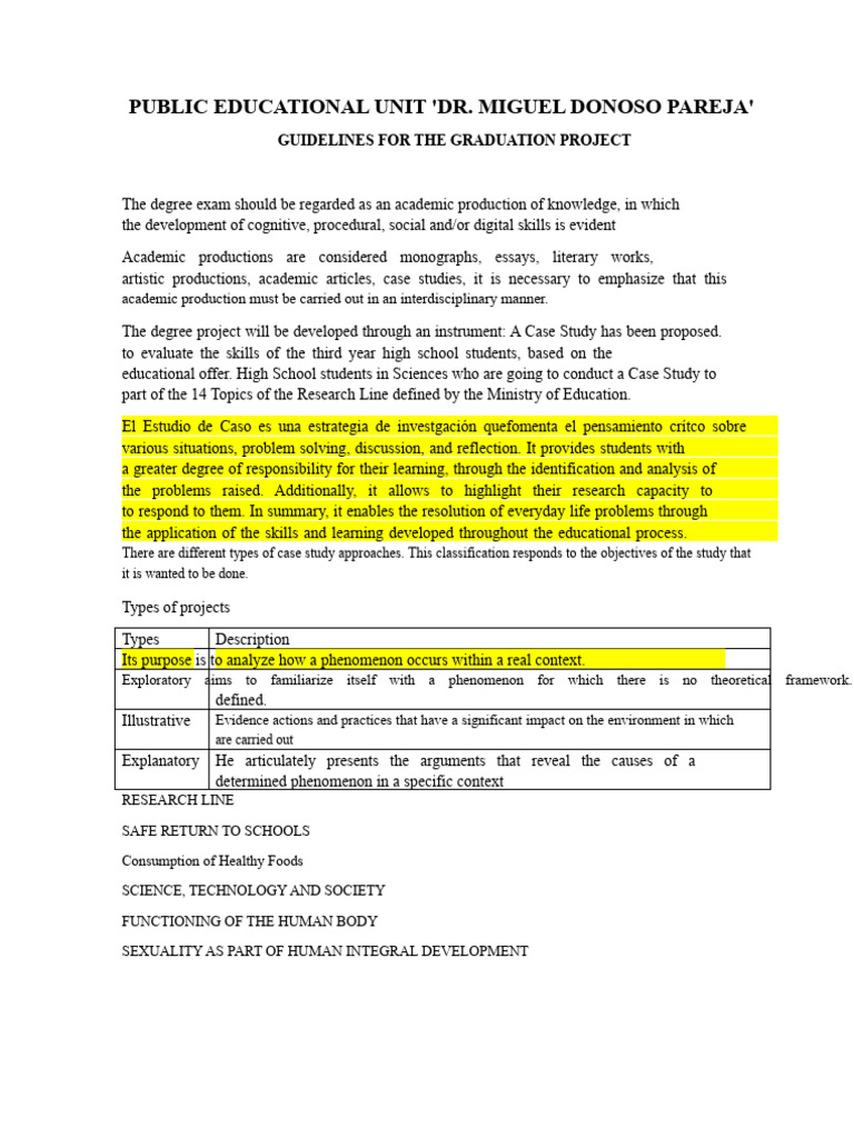 Graduation Project Guidelines for Case Studies | PDF | Methodology ...