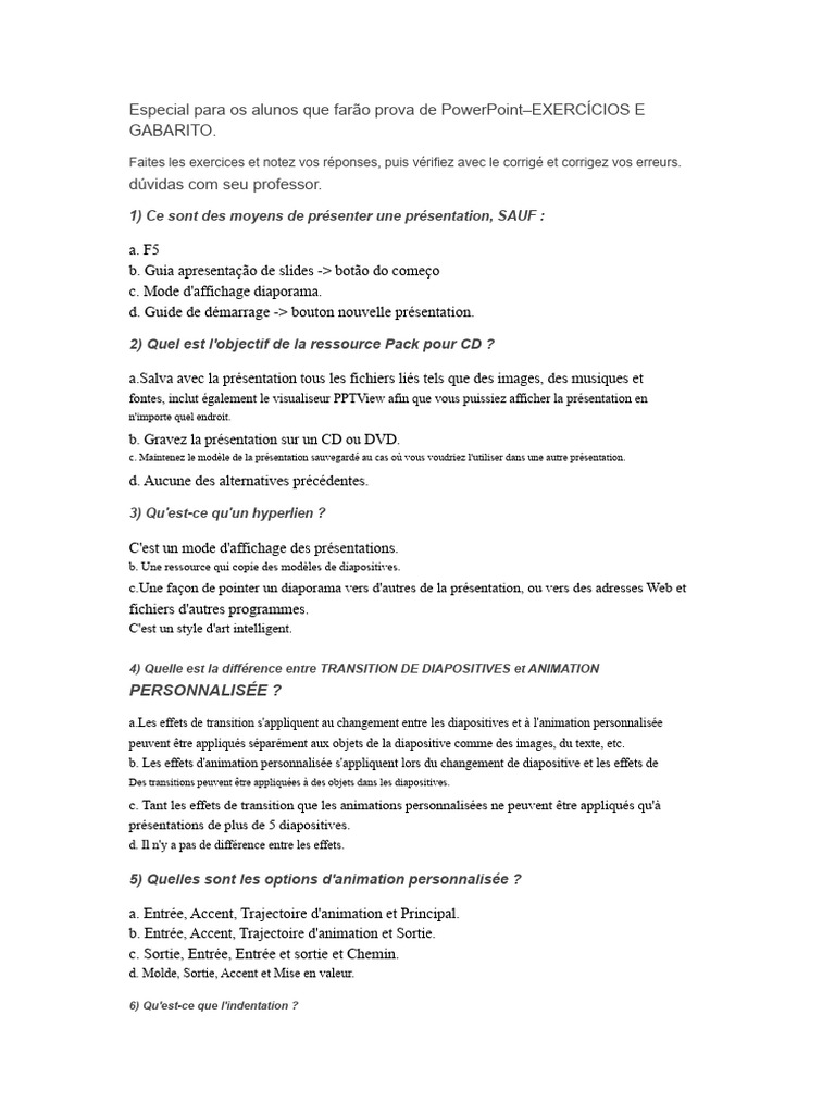 Exercices PowerPoint avec corrigés | PDF | Microsoft Powerpoint | Logiciel