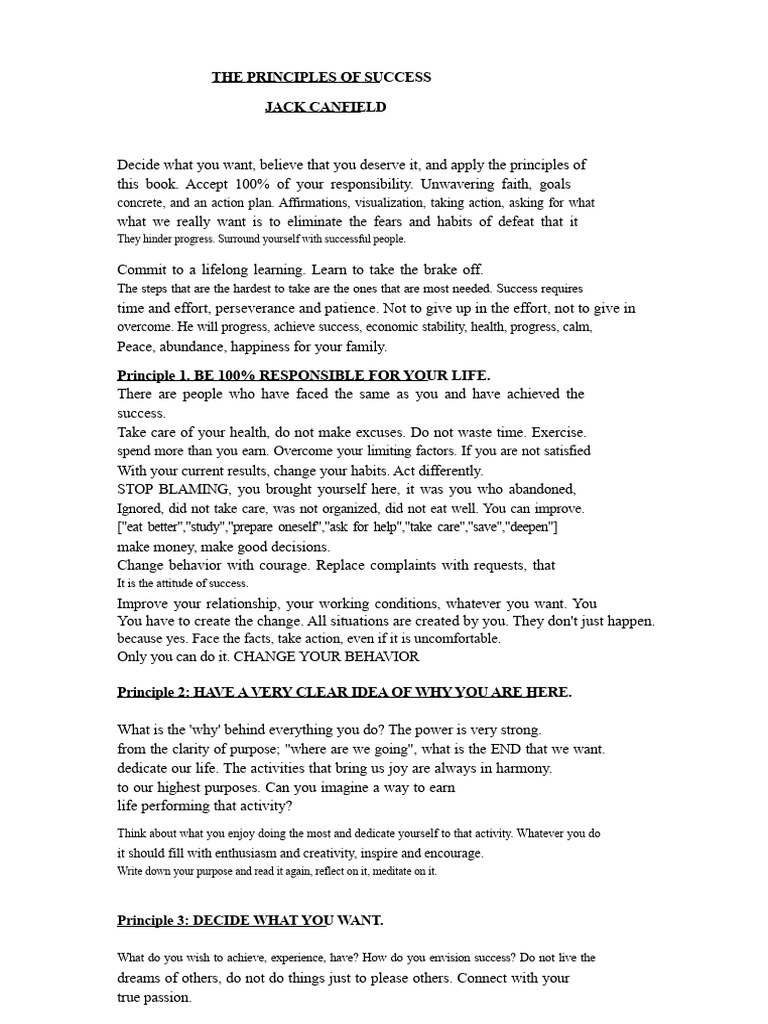 Success Principles by Jack Canfield | PDF | Mind | Disciplines