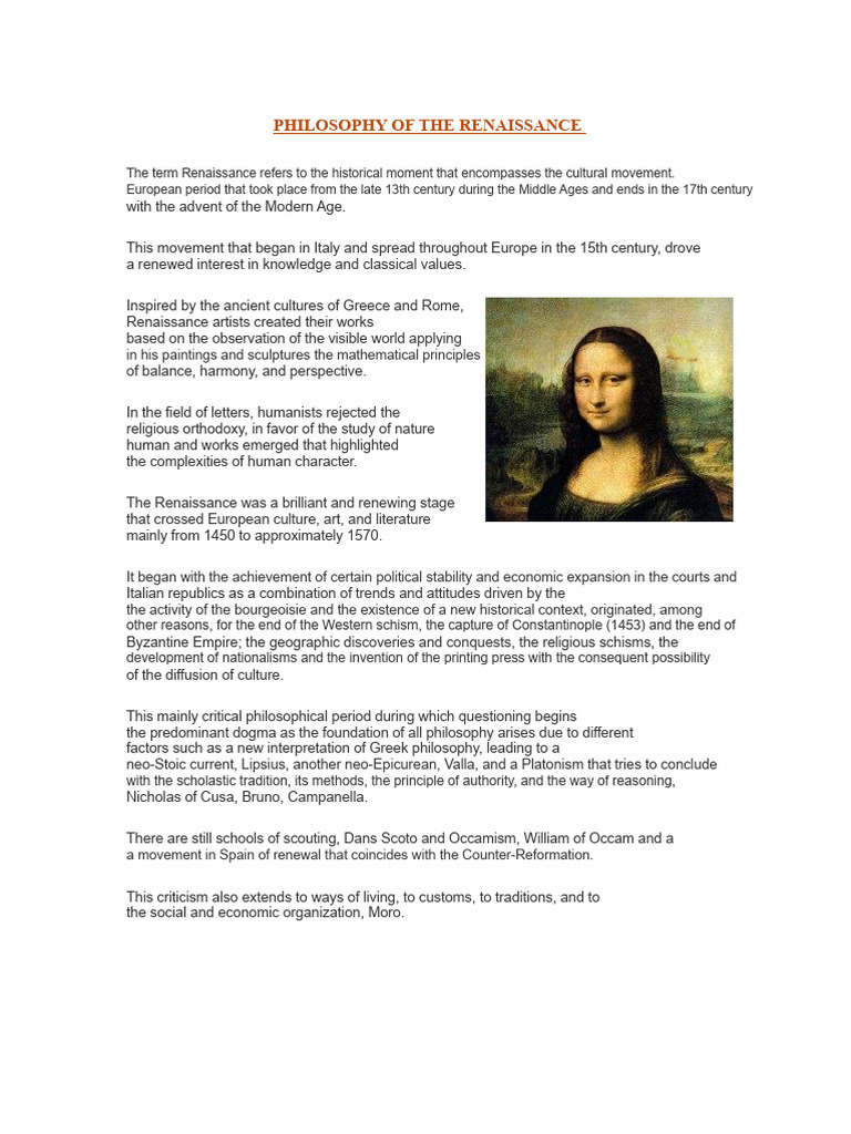 Renaissance Philosophy Overview | PDF | Renaissance | Humanism