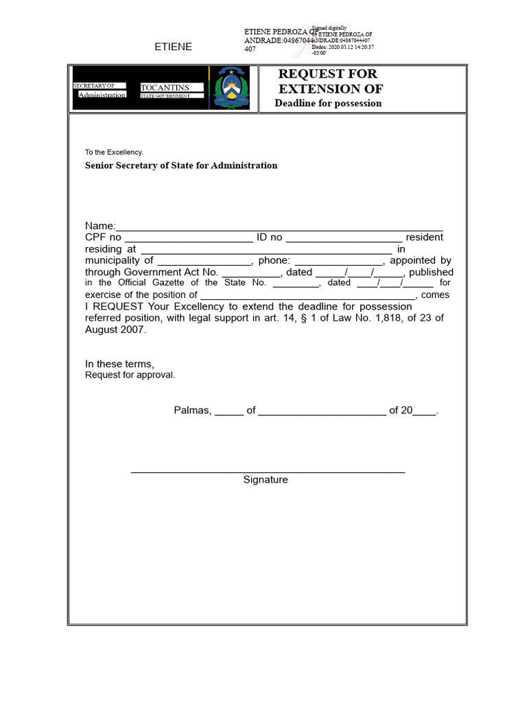 Request for Deadline Extension Document | PDF