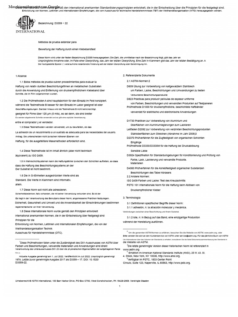 Astm d3359 22 Deutsch | PDF